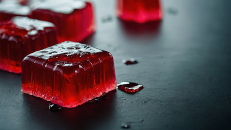 strawberry gelatin snack, focusing on the flavor and texture of this popular diet treatの写真素材