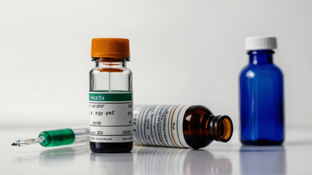 syringe filled with liquid medicine, poised for injection, symbolizing hope and treatment in the fight against diseaseの写真素材