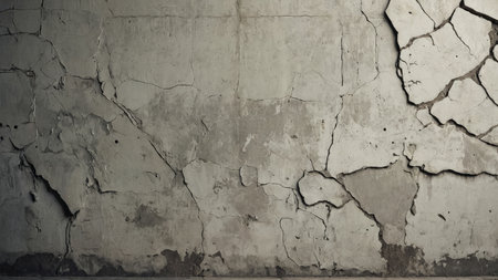 rough and textured surface of an old concrete wall, displaying a tapestry of scratches and weathered patterns, a testament to its enduring construction and gray huesの写真素材