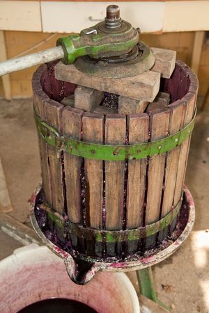 wine press part of the process of wine productionの写真素材