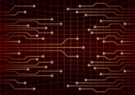 Illustration of a Vector cpu computer technology, electronic concept. red circuit board . Eps 10 vector illustrationのイラスト素材