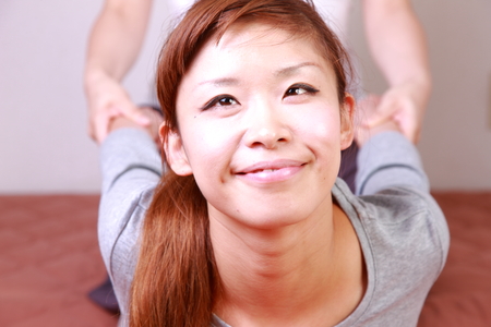 Japanese Woman Getting Thai Massageの写真素材