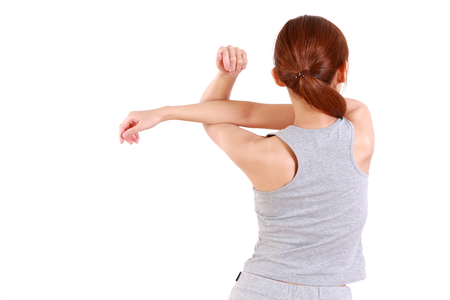 young woman doing stretchの写真素材