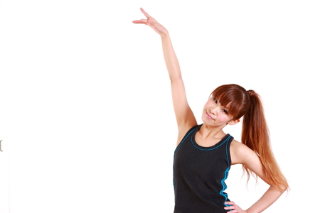 young Japanese woman dancingの写真素材