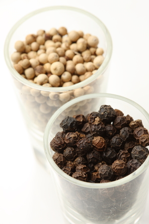 black pepper & white pepperの写真素材