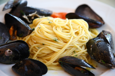 Spaghetti with Musselの写真素材