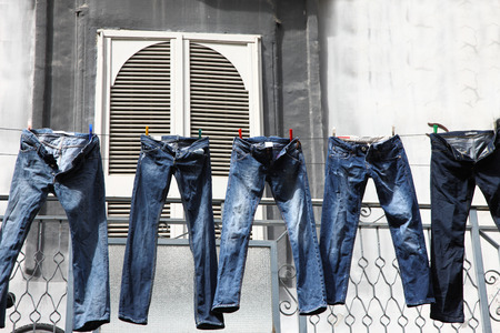 washing pantsの写真素材