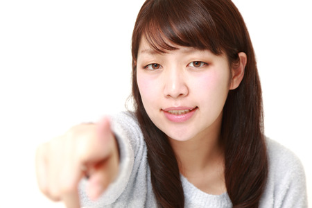 young Japanese woman scoldingの写真素材