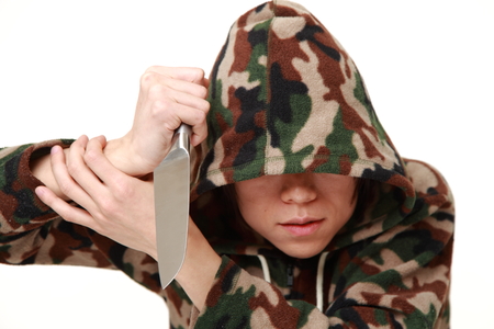 phantom killer with kitchen knifeの写真素材