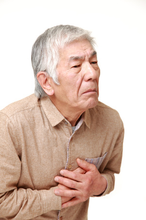 senior Japanese man heart attackの写真素材