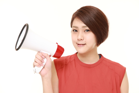 woman with megaphoneの写真素材