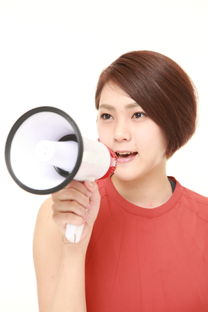 woman with megaphoneの写真素材