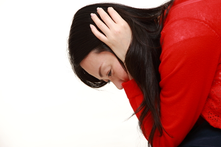 sad Japanese womanの写真素材