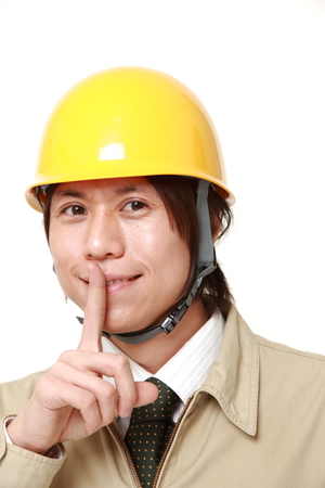 young Japanese man whith silence gesturesの写真素材