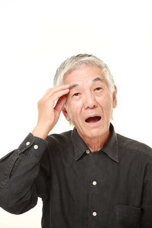senior Japanese man has lost his memoryの写真素材