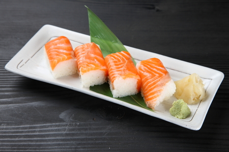 salmon pressed sushiの写真素材