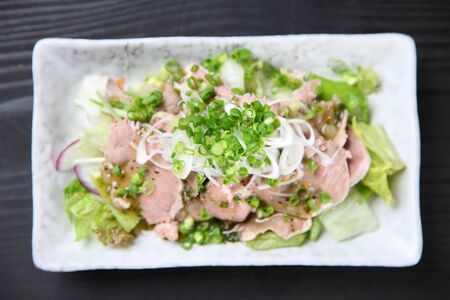 Boiled pork tongue with vegetable