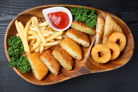 deep fried foods plateの写真素材