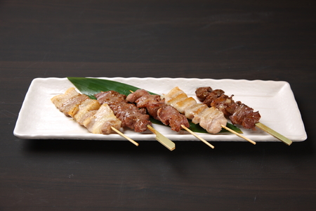 beef and pork yakitori skewers comboの写真素材