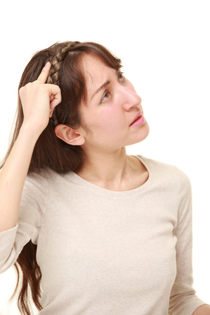 young woman has lost her memoryの写真素材
