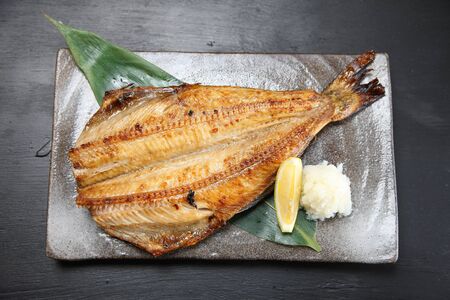 roasted atka mackerel with lemonの写真素材