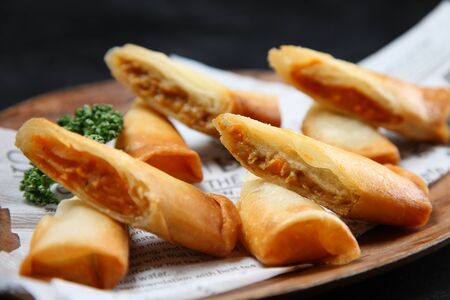 pizza spring rolls and curry  spring rolls