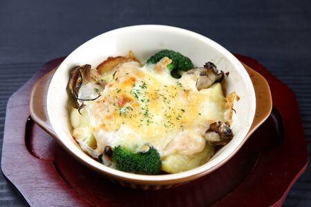 oyster and potato cheese gratinの写真素材