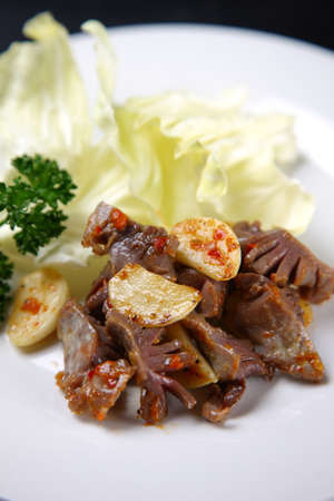 Stir fried gizzard with garlic