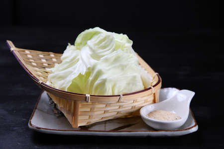 fresh cabbage with natural saltの写真素材