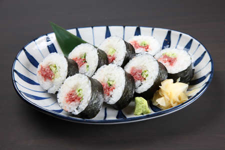 pickled plum with cucumber rollsの写真素材