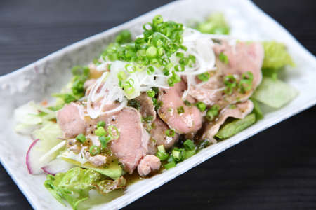 Boiled pork tongue with vegetableの写真素材