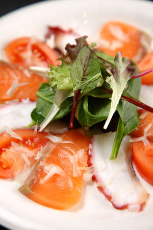fresh octopus and salmon carpaccioの写真素材