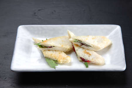 bamboo-leaf-shaped fish cake called sasa-kamabokoの写真素材