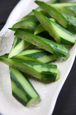 cucumber salad on dark backgroundの写真素材