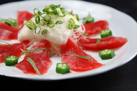 fresh tuna with yam carpaccioの写真素材