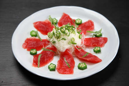 fresh tuna with yam carpaccioの写真素材