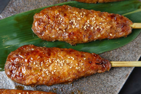 tea duck Tsukune meatballs skewersの写真素材