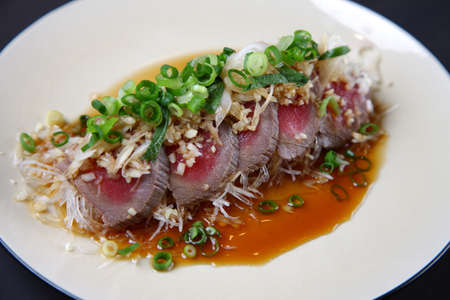 Marinated Lightly Roasted Beef With Onionの写真素材