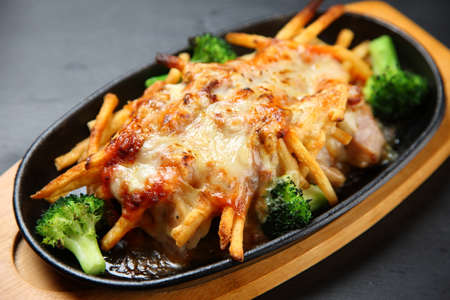 cheese grilled chicken with french friesの写真素材