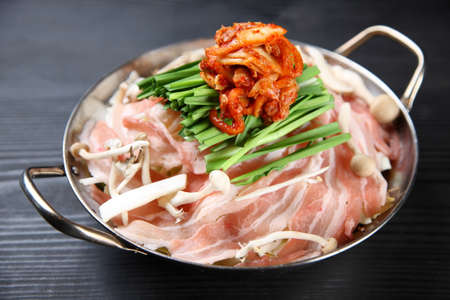 Foodstuffs of Pork and Kimchi hot potの写真素材
