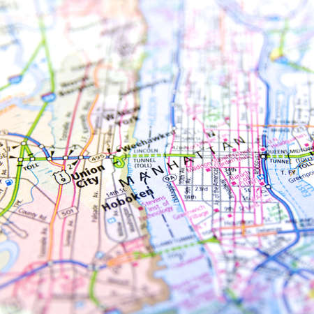 Close-Up map of Manhattanのeditorial素材