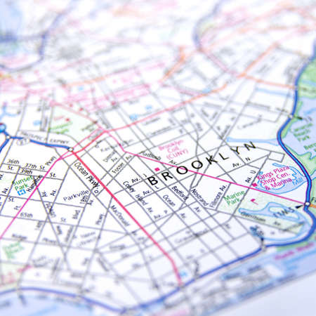Close-Up map of Brooklyn, NYのeditorial素材