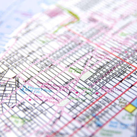 Close-Up map of Manhattan, NYのeditorial素材