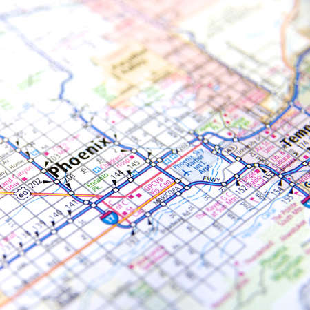 Close-Up map of Phoenix, Arizonaのeditorial素材