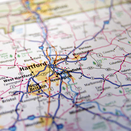 Close-Up map of Hartford, Connecticutのeditorial素材