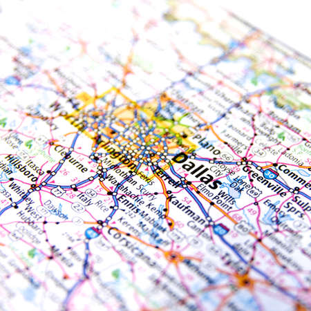 Close-Up map of Dallas, Texas