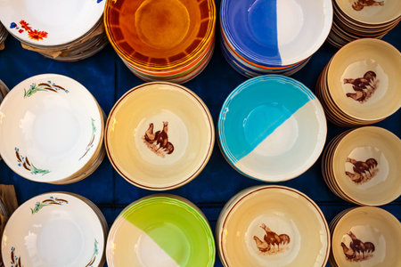 Ceramic bowl with assorted designs background beautyful