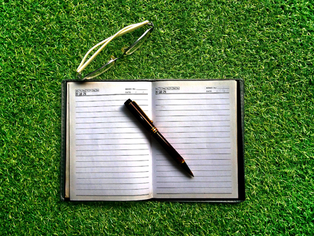 book on grassの写真素材