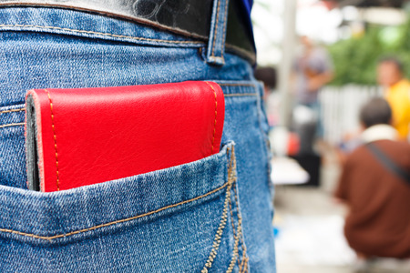 wallet in cloth jeans pocketの写真素材