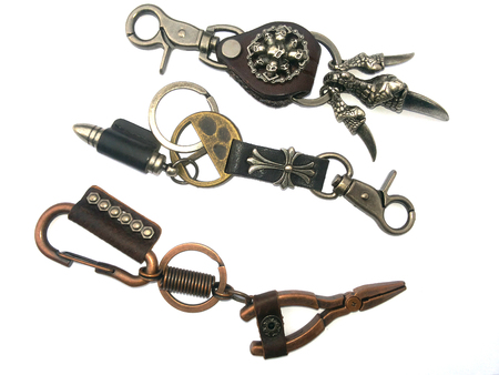 group key chain leather on isolated